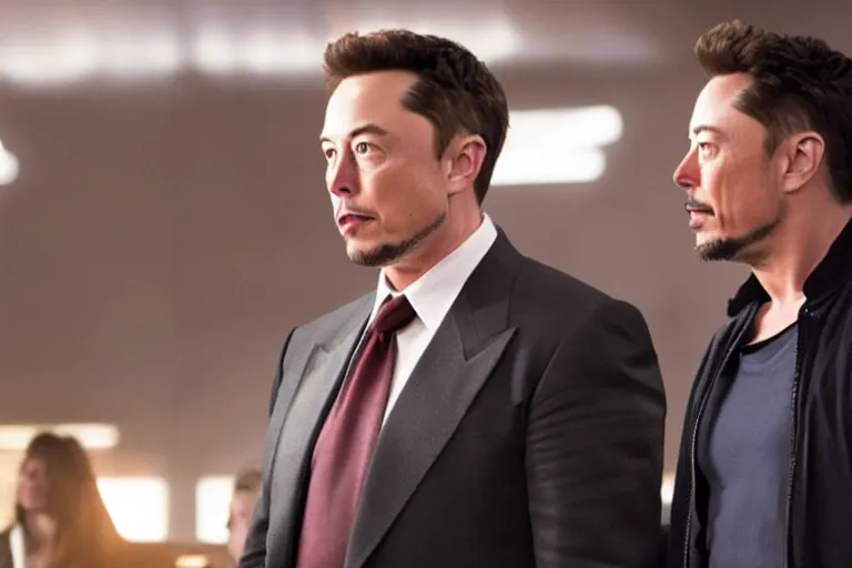 Image similar to Film still of Elon Musk as Tony Stark, Marvel Studios