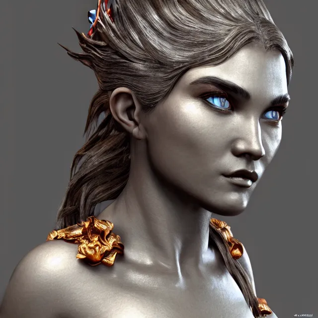 Image similar to perfectly centered close up portrait of goddess of fire, perfect human female specimen, candid photography, by anne stokes and todd mcfarlane, updo, highly detailed, unreal engine 5