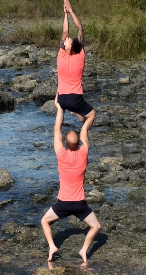 Image similar to Salmon human hybrid doing yoga