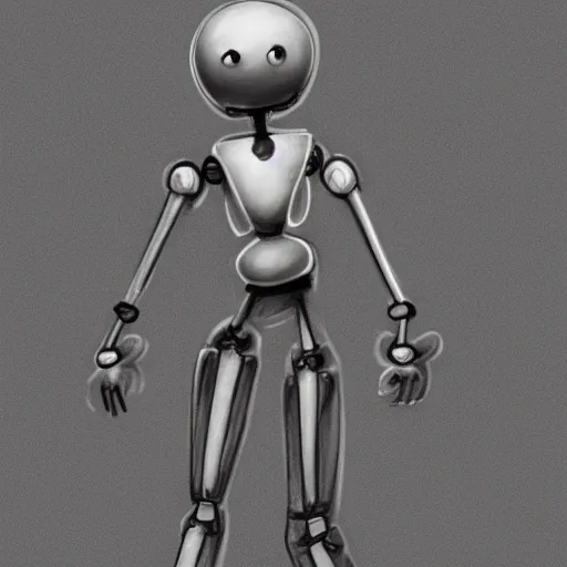 Image similar to skinny robot stick figure character concept art, pencil drawing