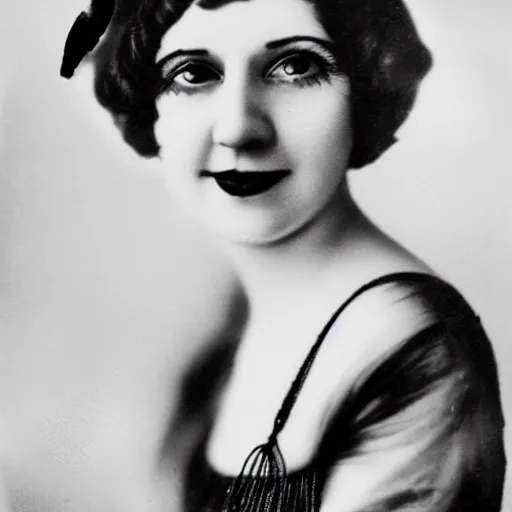 Prompt: a portrait photo of a 1 9 2 0 s woman with a slight smile in a flapper dress, highly detailed, dark, atmospheric, lovecraft