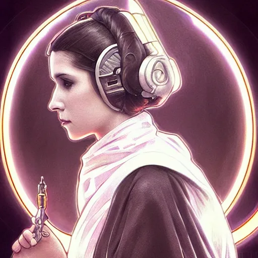 Prompt: amazing lifelike award winning pencil illustration of Princess Leia trending on art station artgerm Greg rutkowski alphonse mucha cinematic