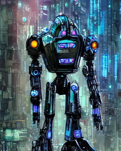 Image similar to mecha version of the tinman from the wizard of oz, danguiz, cyberpunk city street background