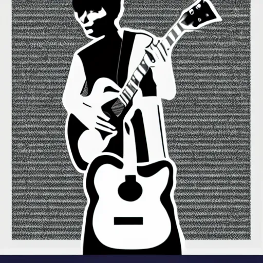 Image similar to syd barret playing guitar and singing, sticker - art, svg vector, adobe - illustrator