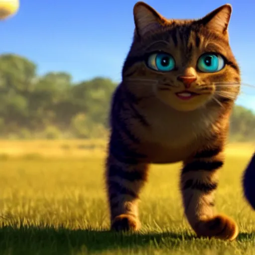 Prompt: a cinematic fill still from a 2015 Pixar movie where anthropomorphic cats battle with aliens, in the style of Pixar, shallow depth of focus