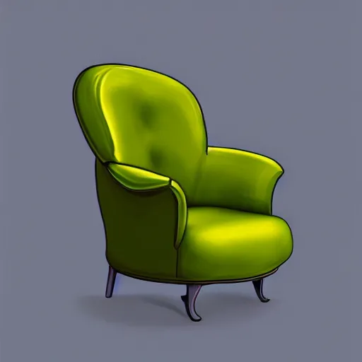 Image similar to digital painting of an armchair in the shape of an avocado cinematic lightning 4k award winning artstation