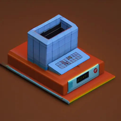 Prompt: a 3 d object of the speaker, isometric game, mobile game, centralised, mohamed chahin, blender cycles render, solid colours material, no background and shadows