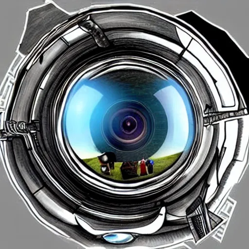 Image similar to An alien rings the door bell, fisheye camera, High quality, detailed