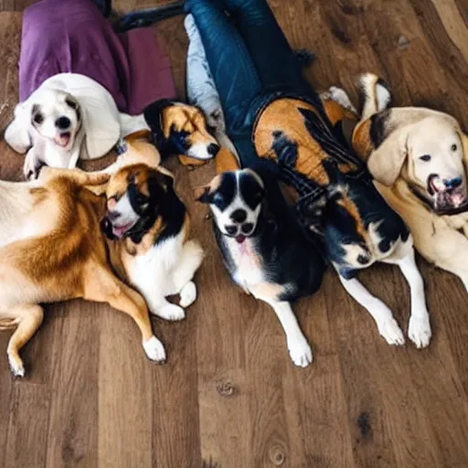 Image similar to 6 dogs on the floor