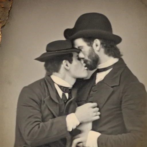 Image similar to outlaw men kissing, 1 8 0 0 s