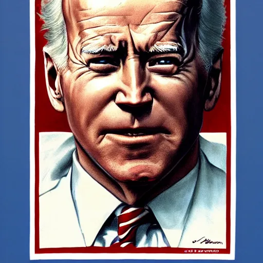 Image similar to patriotic nightmare of joe biden, perfectly clear face, by j. c. leyendecker and beksinski