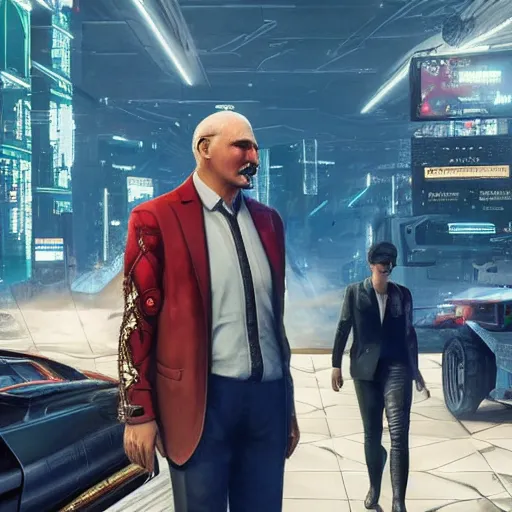 Prompt: Alexander Lukashenko in Cyberpunk 2077