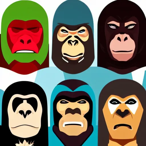 Prompt: face icon vector minimalist planet of the apes by artstation loftis cory fanart bechdel alison and davison craig