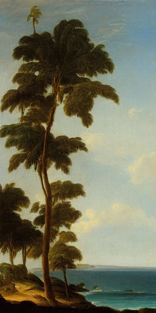 Image similar to What about California coastline as Claude Lorraine painting with palm trees