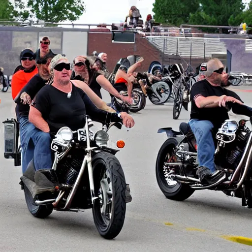 Prompt: skeleton bikers at the Sturgis rally