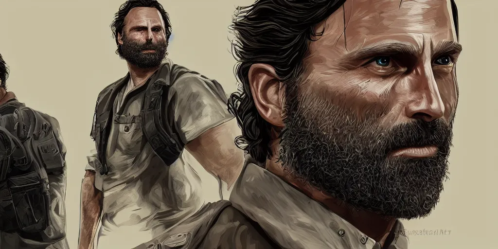 Image similar to highly detailed photo of rick grimes, digital painting, trending on artstation, high resolution, transparent background