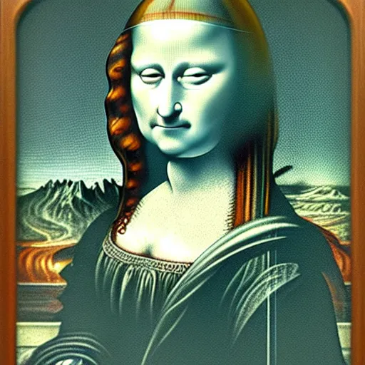 Image similar to monalisa in the style of JACEK YERKA