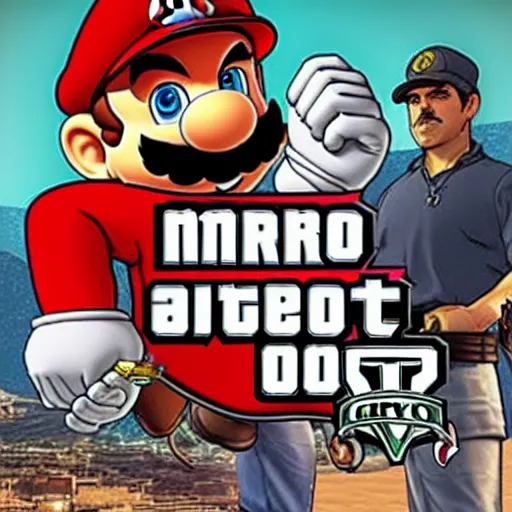 Image similar to mario as a gta v cover