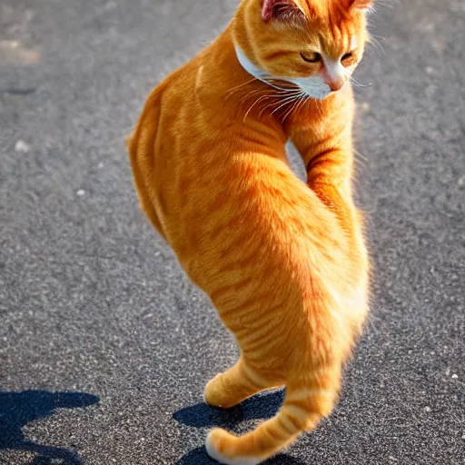 Image similar to orange tabby cat riding a unicycle