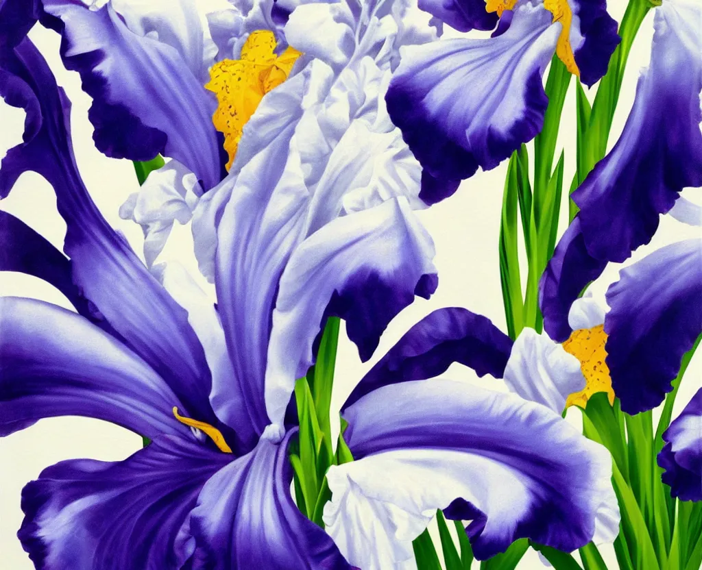 Image similar to beautiful matte airbrush of a glossy big iris on a white background, inspired by 8 0's airbrush illustrations, art by pater sato