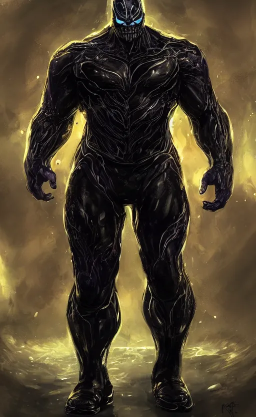 Image similar to full body portrait of venom as thanos, dynamic lighting, cinematic, ultra detailed, trending on art station, stunning visuals, creative, fantasy concept art