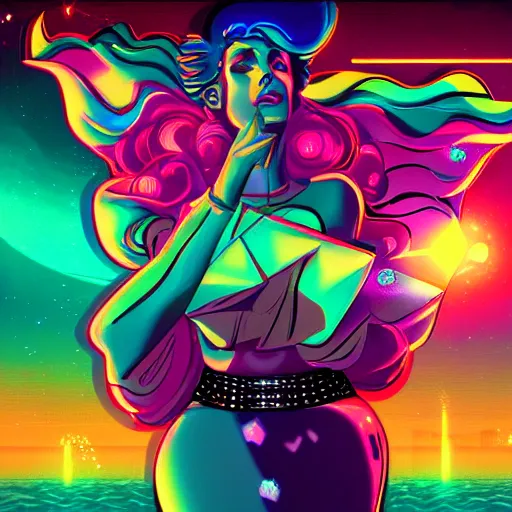 Prompt: crystal gem, epic retrowave art, trending on art station