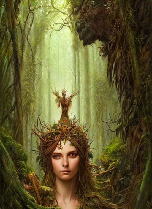 Image similar to digital _ painting _ goddess of the forest _ in the forest _ filipe _ poles _ and _ justin _ gerard _ symmetrical _ wonderful eyes _ fantasy _ very _ detailed _ realistic _ complex _ clear focus