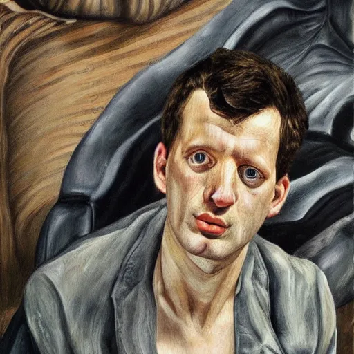 Prompt: high quality high detail painting by lucian freud, hd, ian curtis