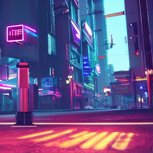 Image similar to robot walking the streets of thriving futuristic cyberpunk city at night, lit by the neon signs and streetlights, 3d, Unreal Engine, octane render, ray tracing, Unity, highly detailed, high quality, HD, 4k, 8k, realistic, sharp, no blur, edited, corrected, trending