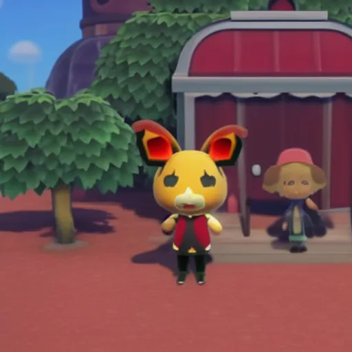 Prompt: Film still of the devil, from Animal Crossing: New Horizons (2020 video game)
