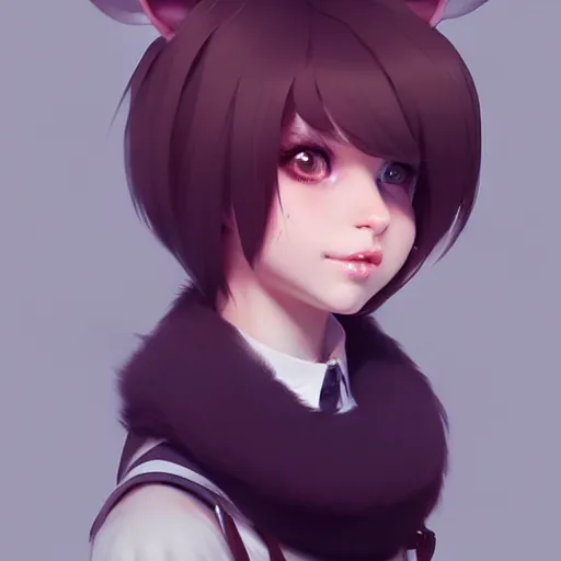 Image similar to character design portrait of an anthropomorphic furry rat girl with rat ears and a tail, 4 k, concept art, by wlop, ilya kuvshinov, artgerm, krenz cushart, pixiv.