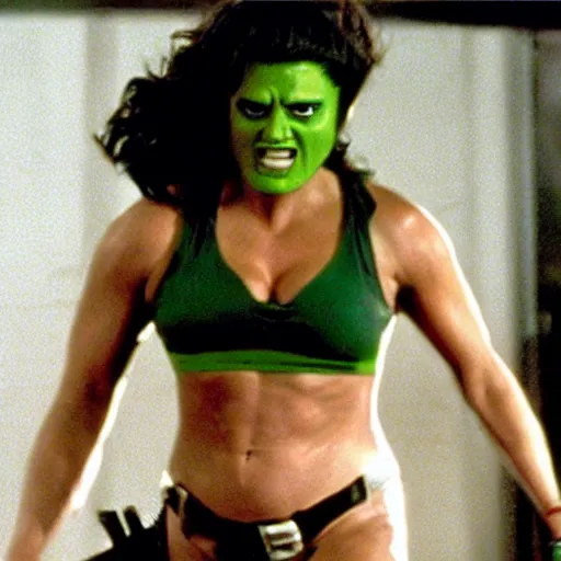 Prompt: promotional photo of she-hulk in the movie Heat (1995), movie still,