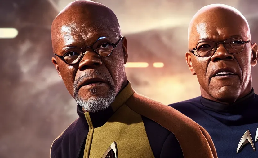 Image similar to Samuel Jackson in Star Trek, 4K UHD image, octane render,