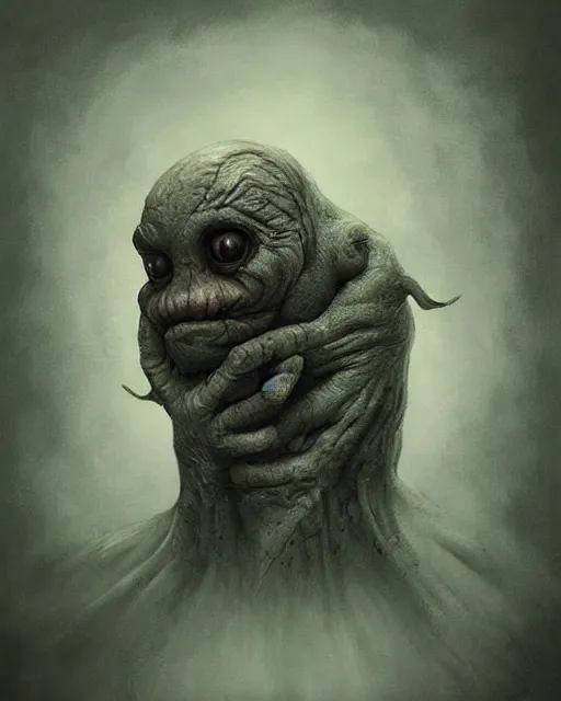 Image similar to a painting of a strange creature by anton semenov