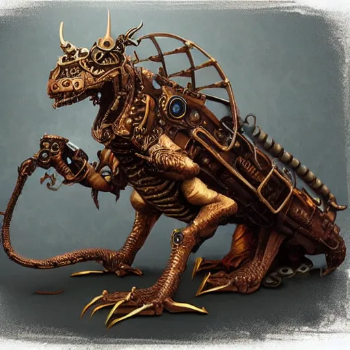 Image similar to a steampunk dragon, artstation.