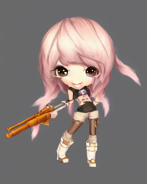 Prompt: female furry mini cute style, highly detailed, rendered, ray - tracing, cgi animated, 3 d demo reel avatar, style of maple story, maple story gun girl, fox from league of legends chibi, soft shade, soft lighting