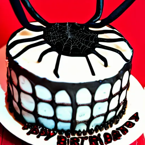 Prompt: spider birthday cake,