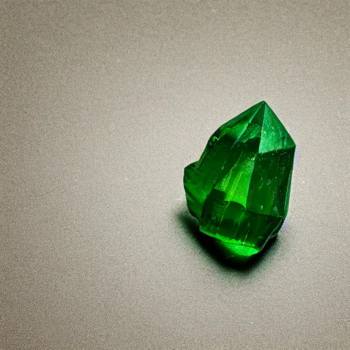 Prompt: green crystal gem, cave crystals, neutral background