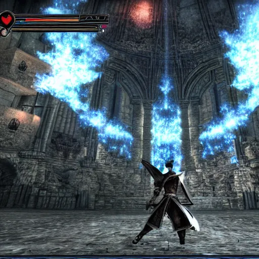 Prompt: a stunning screenshot of a boss arena in darksouls