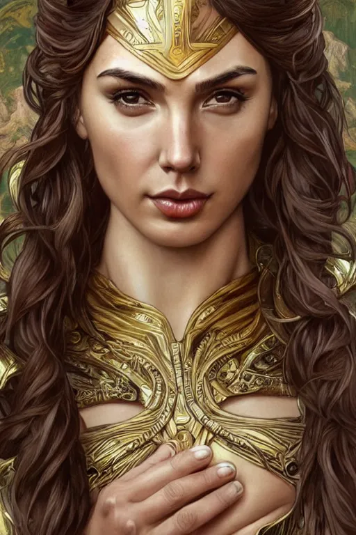 Image similar to Gal Gadot as a Roman Goddess, cute, fantasy, intricate, elegant, highly detailed, digital painting, 4k, HDR, concept art, smooth, sharp focus, illustration, art by artgerm and H R Giger and alphonse mucha