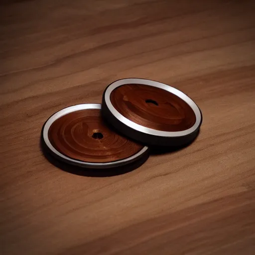 Image similar to camera lens aperture blades made of walnut wood. minimal. dramatic lighting.