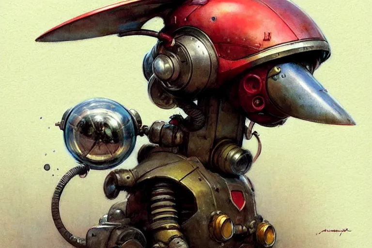 Image similar to adventurer ( ( ( ( ( 1 9 5 0 s retro future robot mouse explorer vehical. muted colors. ) ) ) ) ) by jean baptiste monge!!!!!!!!!!!!!!!!!!!!!!!!! chrome red