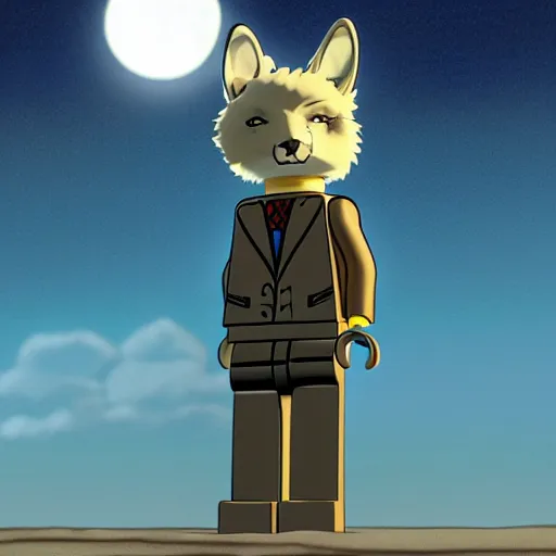 Image similar to Legoshi from Beastars standing at a moonlit beach, modern anime style