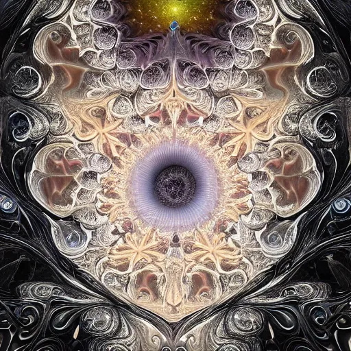 Image similar to a beautiful 3 d painting of a sprawling intricate fractal populated by mandelbrot fractals by android jones, carved, soap carving, white, volumetric lighting, dynamic lighting, dramatic lighting, high contrast, concept art, carved marble, opalescent, sacred geometry, religious, magic realism, catholicpunk, stark, trending on artstation