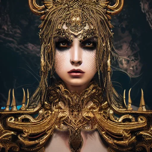 Prompt: portrait of moon sorceress, beautiful, attractive, glowing, ornate and intricate, jaw dropping, dynamic lighting, dark, menacing, intricate and detailed, 4 k octane render, age 2 0