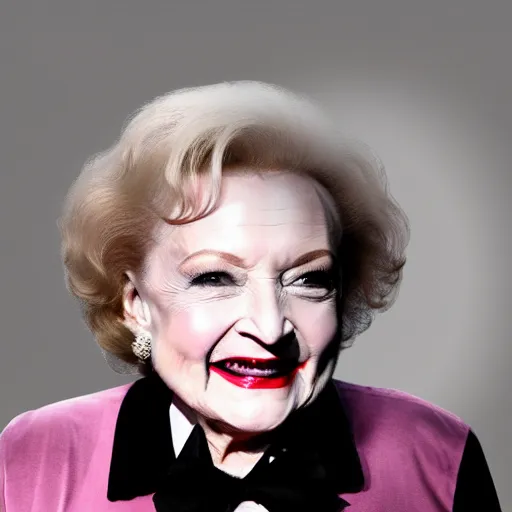 Prompt: stunning awe inspiring betty white as the joker, movie still 8 k hdr atmospheric lighting