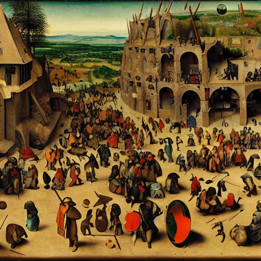 Prompt: Pieter Bruegel Painting of Star Wars