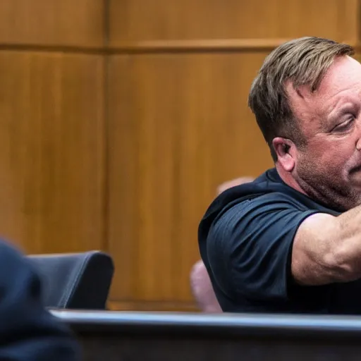 Image similar to Alex Jones desperately reaching for his out of reach phone in the courtroom, ((EOS 5DS R, ISO100, f/8, 1/125, 84mm, RAW, sharpen, unblur))