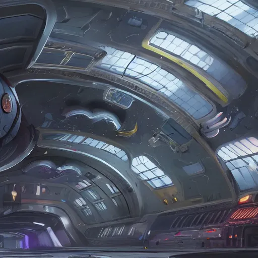 Prompt: 8k highly detailed painting of concept art for a futuristic space station