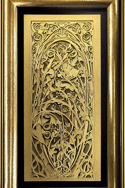 Image similar to an intricate art nouveau frame, golden entertwined edges art, matte, sharp focus,